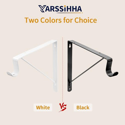 Yarssihha 4 Pack Closet Rod Bracket, 12 x 10.4 Inch Wall Mounted Closet Shelf Bracket, Black Closet Rod Support Bracket with Screws - style: Black-4 pack