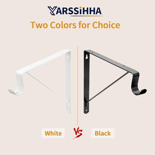 Yarssihha 2 Pack Closet Rod Bracket, 12 x 10.4 Inch Wall Mounted Closet Shelf Bracket, Black Closet Rod Support Bracket with Screws - style: Black-2 pack