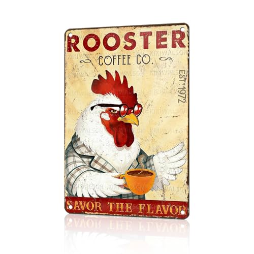 Funny Chicken Signs Rooster Kitchen Decor Savor The Flavor Tin Signs Vintage Coffee Metal Decor Rustic Wall Art For Home Farmhouse Farm Poultry House Cafe Bar Pub Coop Office 12 * 8 In - color: Vintage Chicken Tin Sign 20, size: 20X30cm(12*8in)