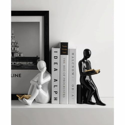 Book Stoppers Unique Decorative Reader Bookends Home Office Books Shelves Stoppers Holder Creative Desktop Ornaments Ceramic 1Pair/2Piece Home Decor