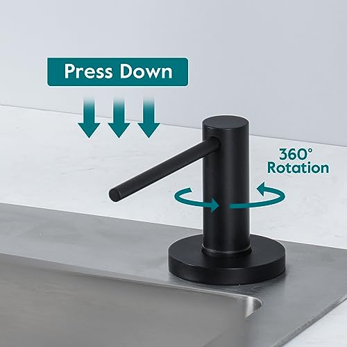 Upgraded Matte Black Soap Dispenser for Kitchen Sink, Stainless Steel Countertop Pump, Built in Sink Soap Dispenser with 47" Extension Tube kit - color: Matte Black