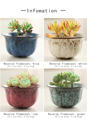 Ceramic Plants Pots 3 Inch Set of 4 Flower Pots with Drainage and Bamboo Tray for Indoor/Outdoor Small House Plants,Foliage Plant - style: Set 3