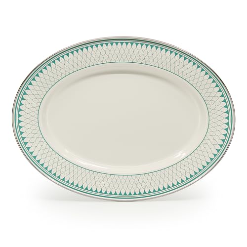 Golden Rabbit Enamelware Oval Platter, 12 x 16in, Aegean Sevilla - color: Aegean Sevilla