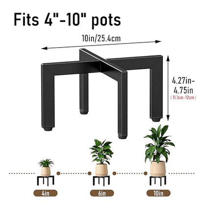 Metal Plant Stand Indoor Outdoor With Adjustable Feet, Black | Heavy Duty Construction, Non-Slip Feet For Uneven Floors, Fits 4-10 Inch Pots, Easy Assembly, Pots Not Included - size: 1 Pack - Small
