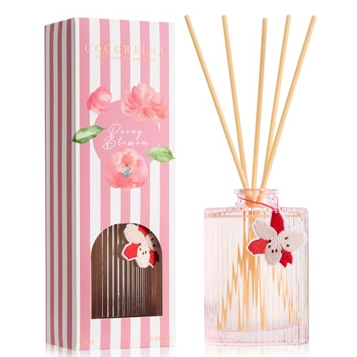 Reed Diffuser, Peony Blossom Scent Oil Diffuser, 6.09 fl oz | 8 Reeds, Long-Lasting Home Fragrance, Bathroom Bedroom Shelf Decor & Gifts - color: Pink(peony Blossom)