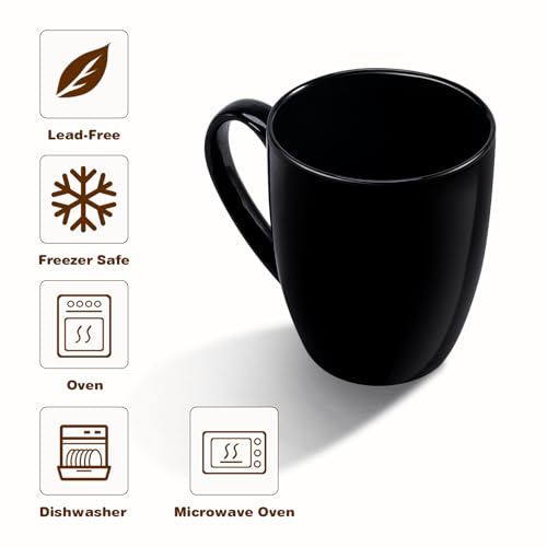 Urbanstrive 16 oz Large Coffee Mug with Handle Tea Cup Novelty Coffee Cup Idea Gift for Men Women Office Work, Black - color: Black