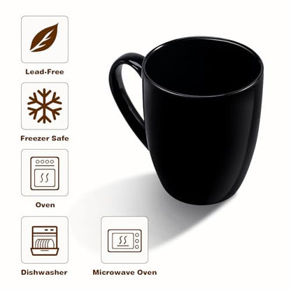 Urbanstrive 16 oz Large Coffee Mug with Handle Tea Cup Novelty Coffee Cup Idea Gift for Men Women Office Work, Black - color: Black