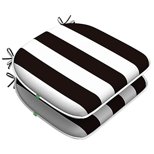 LVTXIII Outdoor Chair Cushions Set of 2, Patio Seat Cushions D16xW17 Inch with Ties for Patio Furniture Chairs Home Garden Use, Cabana Black - color: Cabana Black, size: 2 Count (Pack of 1)