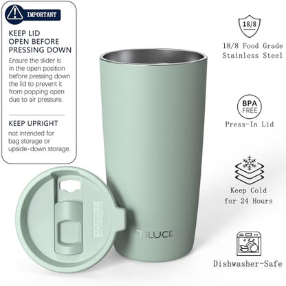 TILUCK 20 oz Insulated Coffee Tumbler with BPA-Free Lid | Travel Coffee Mug, Dishwasher Safe, Cup Holder Friendly, Double-Wall Vacuum Insulation for Hot & Cold Drinks,Matte MintGreen - color: Matte MintGreen, size: 20 Ounces