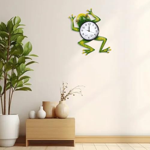 Frog Outdoor Clock with Thermometer & Humidity | Outdoor Wall Clock Silent Non-Ticking, Outside Clocks for Patio, Garden, Home Decor - style: Jump Frog
