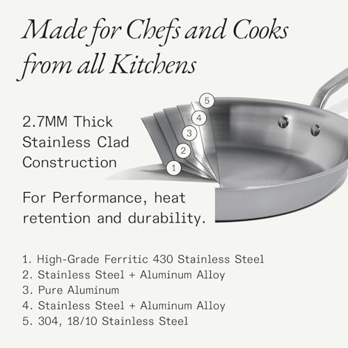 Made In Cookware - 12-Inch Stainless Steel Frying Pan - 5 Ply Stainless Clad - Professional Cookware - Crafted in Italy - Induction Compatible - size: 12"
