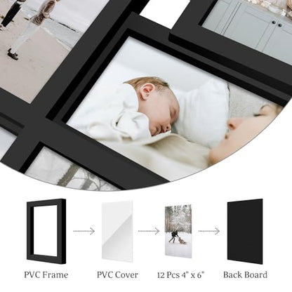 Jerry & Maggie - Photo Frame 24x24 Square Storm Eye Black PVC Picture Frame Selfie Gallery Collage Wall Hanging for 6x4 Photo - 12 Photo Sockets - Wall Mounting Design - color: Black