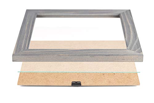 Rustic Wooden Square Picture Frames 4x4 - Set of 2-100% Natural Solid Eco Wood with Real Glass for Wall Mounting and Tabletop Display Photo Frame - Grey - color: Gray
