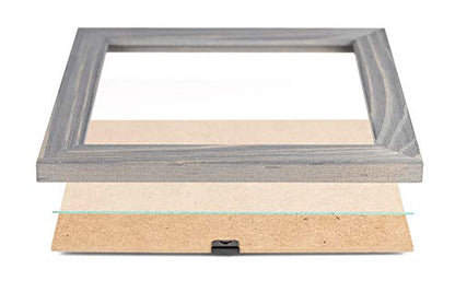 Rustic Wooden Square Picture Frames 4x4 - Set of 2-100% Natural Solid Eco Wood with Real Glass for Wall Mounting and Tabletop Display Photo Frame - Grey - color: Gray