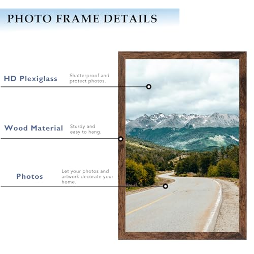 11x17 Picture Frame Deep Brown for Wall Hanging, Wood 11 x 17 Frame Photo Frame for Wall Horizontally or Vertically, Deep Brown, 3 Pack - size: 11x17 inch