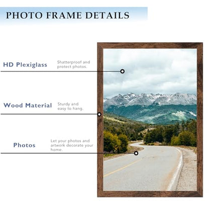 11x17 Picture Frame Deep Brown for Wall Hanging, Wood 11 x 17 Frame Photo Frame for Wall Horizontally or Vertically, Deep Brown, 3 Pack - size: 11x17 inch