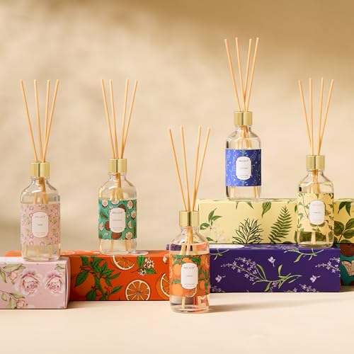 Reed Diffuser Oil Set with Reed Sticks,Rose Aromatherapy Oil Scent Diffuser for Home Office Bathroom Decoration Perfume and Gifts 3.38oz/100ml
