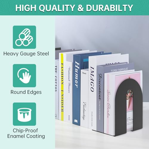 Heavy Duty 10" Bookends, 1 Pair Black Bookend for Office, Home,Bookshelves | Heavy Duty Bookends, Bookend Stopper for Heavy Books, For Office, Binders & Books - size: 2Pcs