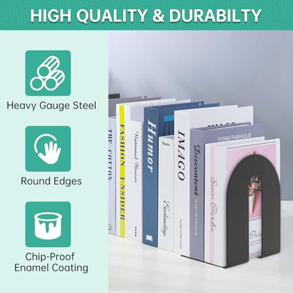 Heavy Duty 10" Bookends, 1 Pair Black Bookend for Office, Home,Bookshelves | Heavy Duty Bookends, Bookend Stopper for Heavy Books, For Office, Binders & Books - size: 2Pcs