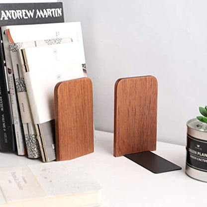 muso wood Sapele Book Ends for Shelves, 1 Pair | Non-Slip Bookends, Heavy Duty Wooden Bookend, Suitable for Books & Movies Storage - color: Sapele-1 Pairs