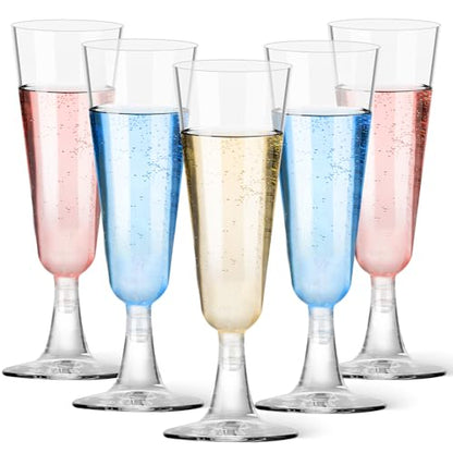 GuanQiao Plastic Champagne Flutes 20 Pack, 5.5 Oz Clear Disposable Plastic Champagne Glasses, Wine Glasses Cups for Wedding Celebration Birthday Party Wine Tasting New Years Eve Party Supplies - color: Clear, size: 20-Pack