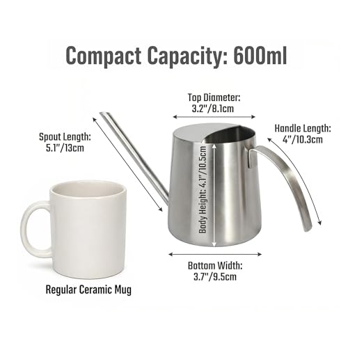 IMEEA Watering Can 18/8 Stainless Steel 20oz Long Spout for Indoor Plants