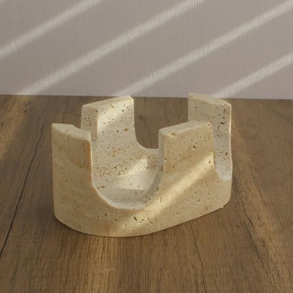 Natural Travertine Marble 2-Slot Sponge Holder for Kitchen Counter, 2-in-1 Stone Drying Rack, Sponge Caddy for Sink Organizer - Beige Travertine - color: Beige Travertine