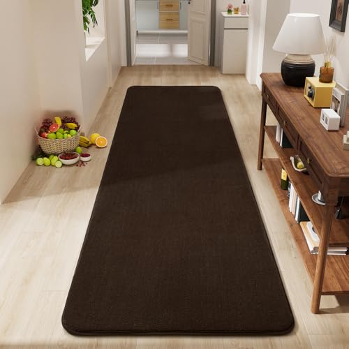 Modern Soft Hallway Runner Rug, 2x6 Feet Brown Washable Runner Rugs | Fluffy Bedroom Bedside Rugs, Indoor Non Slip Memory Foam Rug Carpet for Hallway Entrance Kitchen Living Room Decor - color: Brown, size: 2' x 6' (Runner)