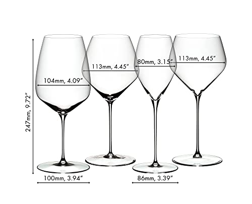 Riedel Veloce Tasting Set, Wine Glasses, 4 Pack – Cabernet, Pinot Noir, Sauvignon Blanc, Chardonnay - Dishwasher Safe, Crystal Glass - 5330/47 | Cabernet, Pinot Noir, Sauvignon Blanc, Chardonnay - Dishwasher Safe, Crystal Glass - style: Tasting Set