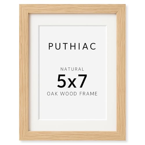 5x7 Solid Oak Wood Picture Frame with 4x6 Mat, Natural Oak, 1 Pack | Minimalist oak frame with natural grain; wall/tabletop display 4x6 matted or 5x7 photos for desks, shelves, and gallery walls - color: Beige-1P, size: 5x7