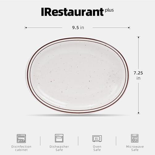 Stoneware Narrow Rim Commercial Grade Dinnerware (Brown Speckle, Platter 9.5" x 7.25") - color: Brown Speckle, size: Platter 9.5" x 7.25"