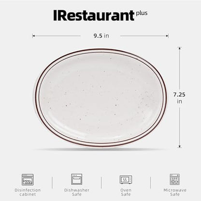 Stoneware Narrow Rim Commercial Grade Dinnerware (Brown Speckle, Platter 9.5" x 7.25") - color: Brown Speckle, size: Platter 9.5" x 7.25"