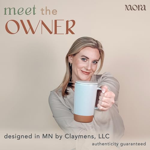 Mora Ceramics Large Tea Mug with Loose Leaf Infuser and Ceramic Lid, 18 oz, Portable, Microwave and Dishwasher Safe, Tall Coffee Cup - Rustic Matte Ceramic Glaze, Modern Herbal Tea Strainer, Sleet - color: Sleet