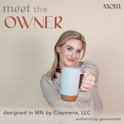 Mora Ceramics Large Tea Mug with Loose Leaf Infuser and Ceramic Lid, 18 oz, Portable, Microwave and Dishwasher Safe, Tall Coffee Cup - Rustic Matte Ceramic Glaze, Modern Herbal Tea Strainer, Sleet - color: Sleet