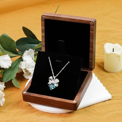 KUMGROT Walnut Wood Necklace Box Pendant Necklace Gift Box | Jewelry Gift Boxes with Velvet Soft Interior Holder for Necklaces Wedding, Romantic Proposal Gift Box, Jewelry Display Case - style: Jewelry Box
