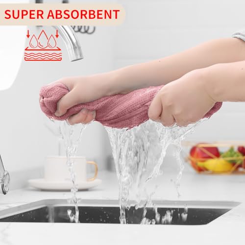 Homaxy 100% Cotton Waffle Weave Kitchen Dish Towels 8-Pack, Dried Rose | 13 x 28 Inches, Ultra Soft Absorbent Dish Towels, Quick Drying Cleaning Towels - color: Dried Rose, size: 13 X 28 - 8 Pack