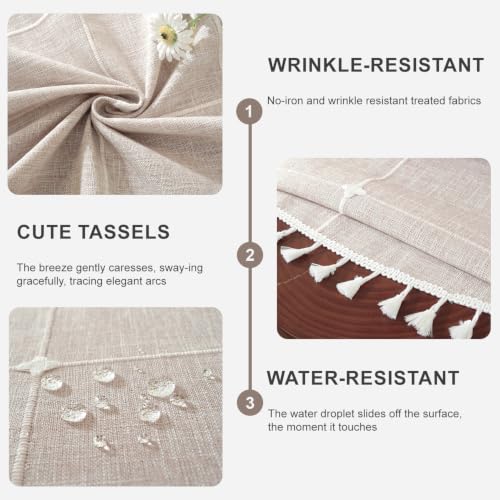 Laolitou Waterproof Tablecloths Rustic Lattice Tablecloth Cotton Linen Coffee Table Cloths for Kitchen Dining,Party,Holiday,Christmas,Buffet, Round, 55", 2-4 Seats - color: Coffee Plaids, size: 55" (Round)
