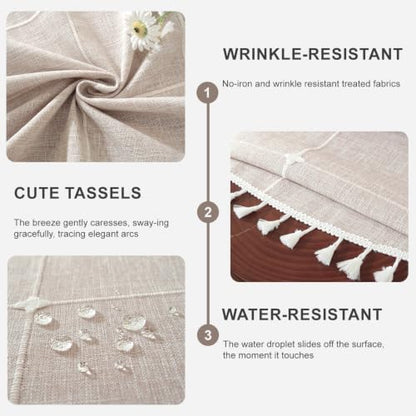 Laolitou Waterproof Tablecloths Rustic Lattice Tablecloth Cotton Linen Coffee Table Cloths for Kitchen Dining,Party,Holiday,Christmas,Buffet, Round, 55", 2-4 Seats - color: Coffee Plaids, size: 55" (Round)