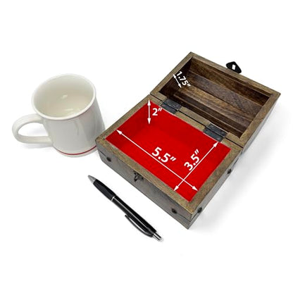 Keepsake Wooden Treasure Chest with Antique Jewelry Lock and Key - Velvet Lined Interior (Medium 6.5 x 4.5 x 4.5) – Decorative Box, Pirate Wooden Chest, Wood Box with Lid - size: Medium 6.5 x 4.5 x 4.5"