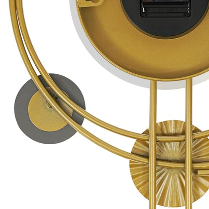 Metal Wall Clock Luxury Decorative Art Clock Modern Silent Wall Clock Battery Powered Round Wall Decor Clocks for Home Living Room Bedroom Kitchen Office Decoration, Gold