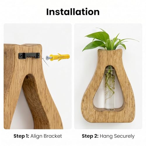 Plant Propagation Station with Glass Test Tube Vases, Wooden Stand Planter Terrariums for Hydroponic Plant Cuttings, Home Office Desktop Decor, Gift for Plant Lovers - size: 4.7"x6.4"