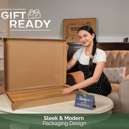 Howizz Acacia Wood Large Cutting Board, Thick Edge Grain Solid Wood Butcher Block For Kitchen, Non Toxic Pre-Oiled Carving Tray w/Juice Grooves and Easy Grip Handle, 24"x18" Thick 1.5" Gift-Ready Box - color: Upgraded Edge Grain, size: 24"L x 18"W