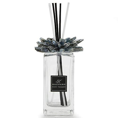 KALIFANO Luxury Glass and Kyanite Crystal Diffuser with Decorative Selenite Reeds - Premium Fragrance/Aroma Diffuser Bottle with Healing Effects (Essential Oils Not Included) - color: Kyanite