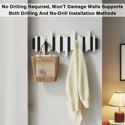 Wall-Mounted Coat Rack Rail Hook with Wood Pegs,Piano Coat Rack Wall Mount,for Small Spaces Entryway Hallway Bathroom(3 Hooks) - size: 3 Hooks