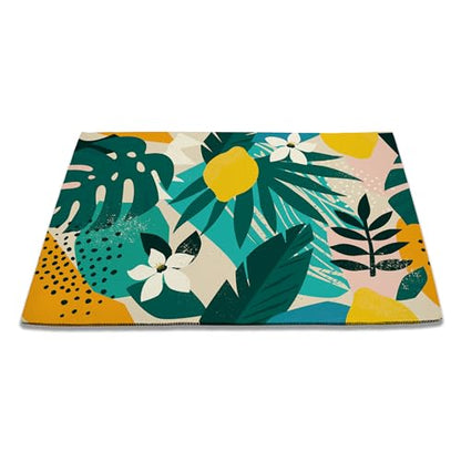 SPUNKER Abstract Modern Welcome Mat - Tropical Palm Leaves, Indoor/Outdoor, Low-Profile, 17''x30'' - color: Tropical Palm Leaves