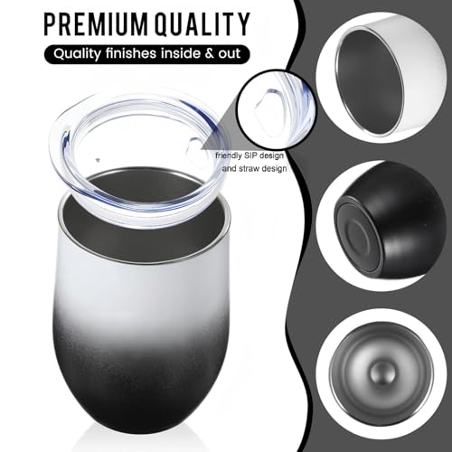 Remagr 16 Pack Stainless Steel Wine Tumblers 12 oz Insulated Vacuum Wine Cup Set Double Wall Stainless Steel Stemless Mug Glasses for Coffee Soda Whiskey Outdoor Travel (Black and White) - color: Black/White