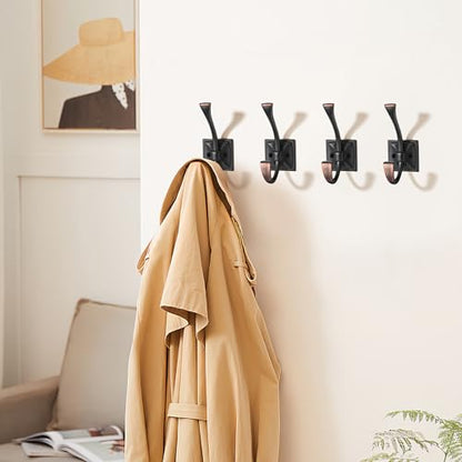 Wall Hooks,5 Pack Coat Hooks Hardware Towel Hooks for Hanging Coats Double Oil Rubbed Bronze Robe Hooks Wall Mounted with Screws for Key, Towel, Bags, Cup. - color: Oil Rubbed Bronze