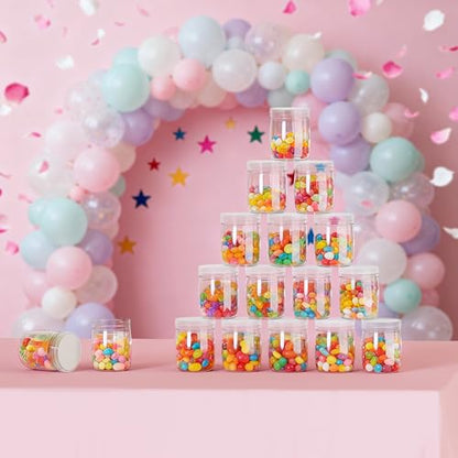 Mini Pudding Jars 82Pack, 6oz/170ml Plastic Favor Jar with Lids, Candy jars,Yogurt Containers with Pressure Sensitive Seal, Mason Jar,Jam,Bath Salt Jars Wedding Favors Honey Pot - color: Plastic-82Pack-Clear