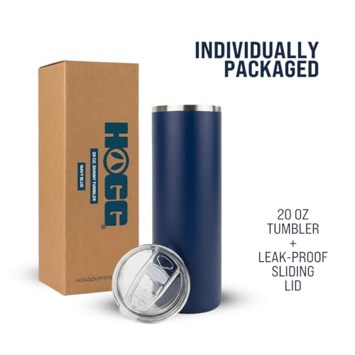 Hogg 20 oz Skinny - Navy Blue, Powder Coated Tumblers for Laser Engraving, Engravable Tumblers Bulk, Stainless Steel Cups Bulk, Insulated Cups with Lids - color: Navy Blue