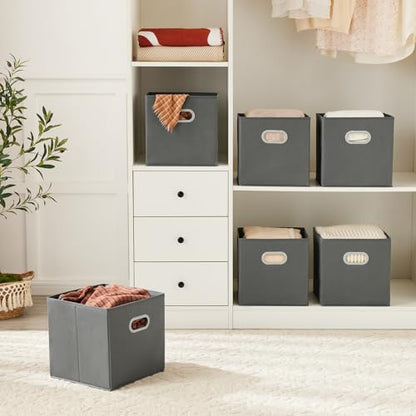 MAX Houser Fabric Storage Bins Cubes Baskets Containers with Dual Plastic Handles for Home Closet Bedroom Drawers Organizers (Cattail Gray) - color: 11 ashy
